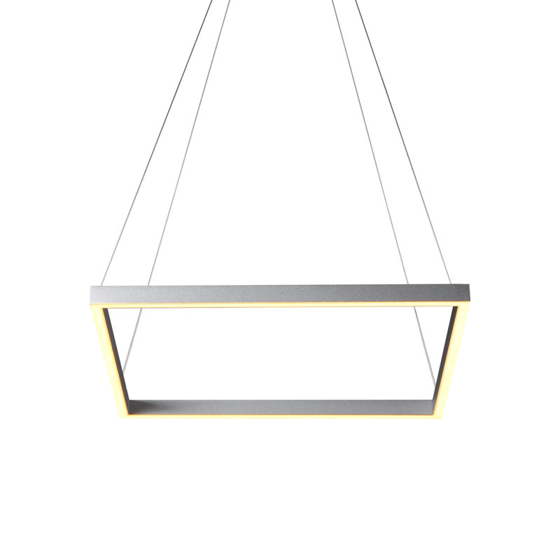 White Crystal 20-Inch Modern Square LED Chandelier