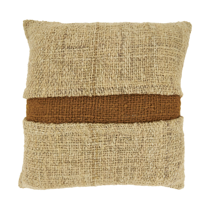 Banded Poly Filled Throw Pillow, Duck Down, Orange