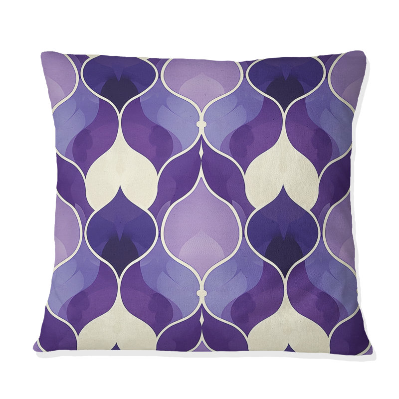 Coussin décoratif mauve blanc Mid-Century Trellis, H 16 po x l 16 po