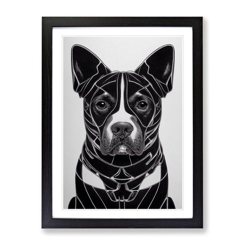 Contoured Dog - Single Picture Frame Print, Black, 64cm H x 46cm W x 2cm D
