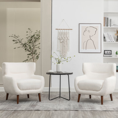 Modern Accent Chair, Soft Upholstered Armchair, Comfy Single Sofa Chair with Padded Seat, Stylish Lounge Chair for Living Room, Bedroom, Office & Guest Room (Set of 2)