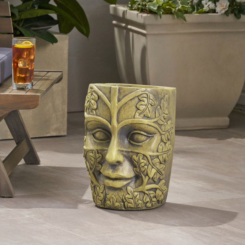 Pot de fleurs en oxyde de magnésium, style antique, 27,3 cm L x 30 cm l x 37,2 cm H, béton léger, sculptures raffinées, aucun assemblage requis pour l'extérieur, couleur : 27,3 cm L x 30 cm l x 37,2 cm H, fabrication soignée.