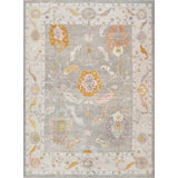 Oushak Hand Knotted Wool Oriental Area Rug in Taupe/Ivory/Yellow
