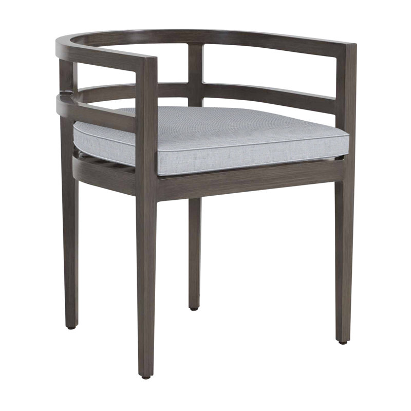 Santa Barbara Aluminum Patio Dining Armchair with Cushion, Welt, Linen Chambray