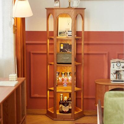Cherry wood color Solid Wood Corner cabinet