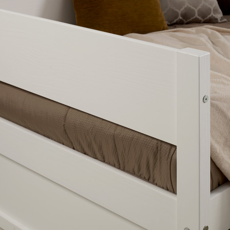 Lit de jour simple en bois massif avec couchette Ashauria, Blanc