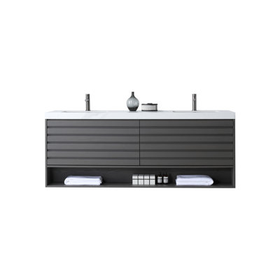 Maumelle 72'' Natural Oak Veneer Plywood Bathroom Vanity with Engineered Stone Top