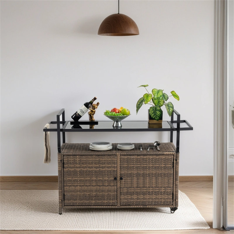 Jenafer Metal Bar Cart, Brown