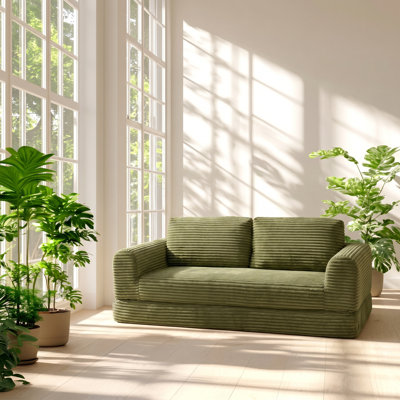 Aijia Modern 41.3" W x 32.3" D x 41.3" H Corduroy 2-in-1 Folding Convertible Sofa Bed