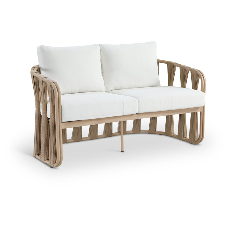 Hemera Olefin Fabric Outdoor Patio Loveseat, Cream