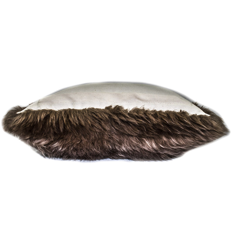 Housse de coussin en fourrure de mouton, Brun