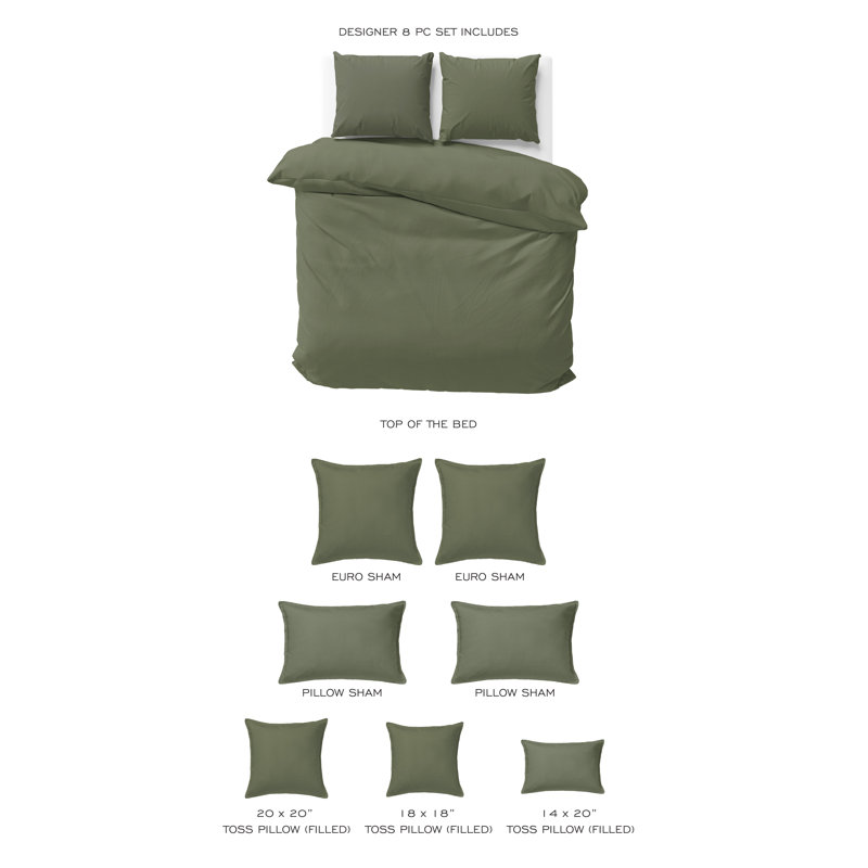 Ensemble d'édredon 8 pièces Elsie, Super Queen Comforter + 7 Additional Pieces, Sweet Grass