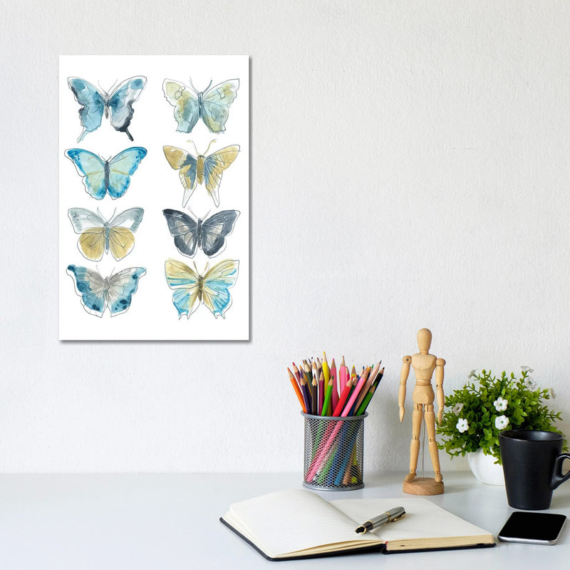 Butterfly Blues II by June Erica Vess - Wrapped Canvas Painting, 20.32 cm H x 30.48 cm W
