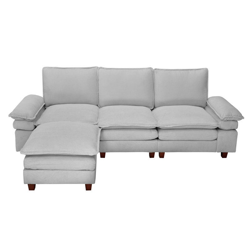 Oversized modern comfy comfy sofa with Ottoman, Grey