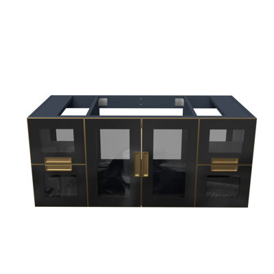 Swaneus 48" Wall Mounted Single Bathroom Vanity Base with Glass Doors