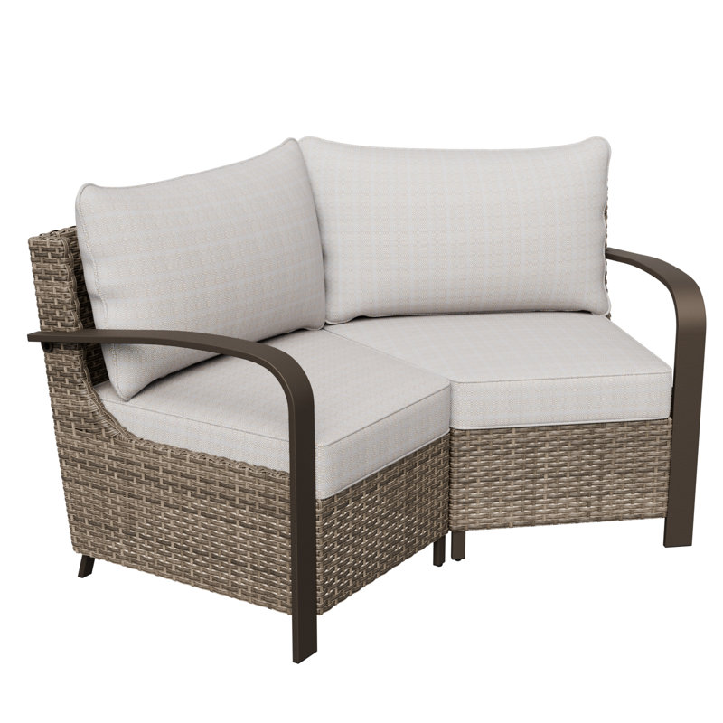 Wicker Patio Chair With Cushions (Set of 2), Beige