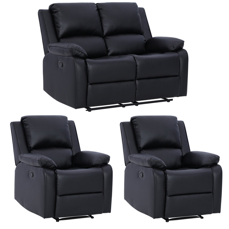 Nevae 3 - Piece Living Room Set, Black