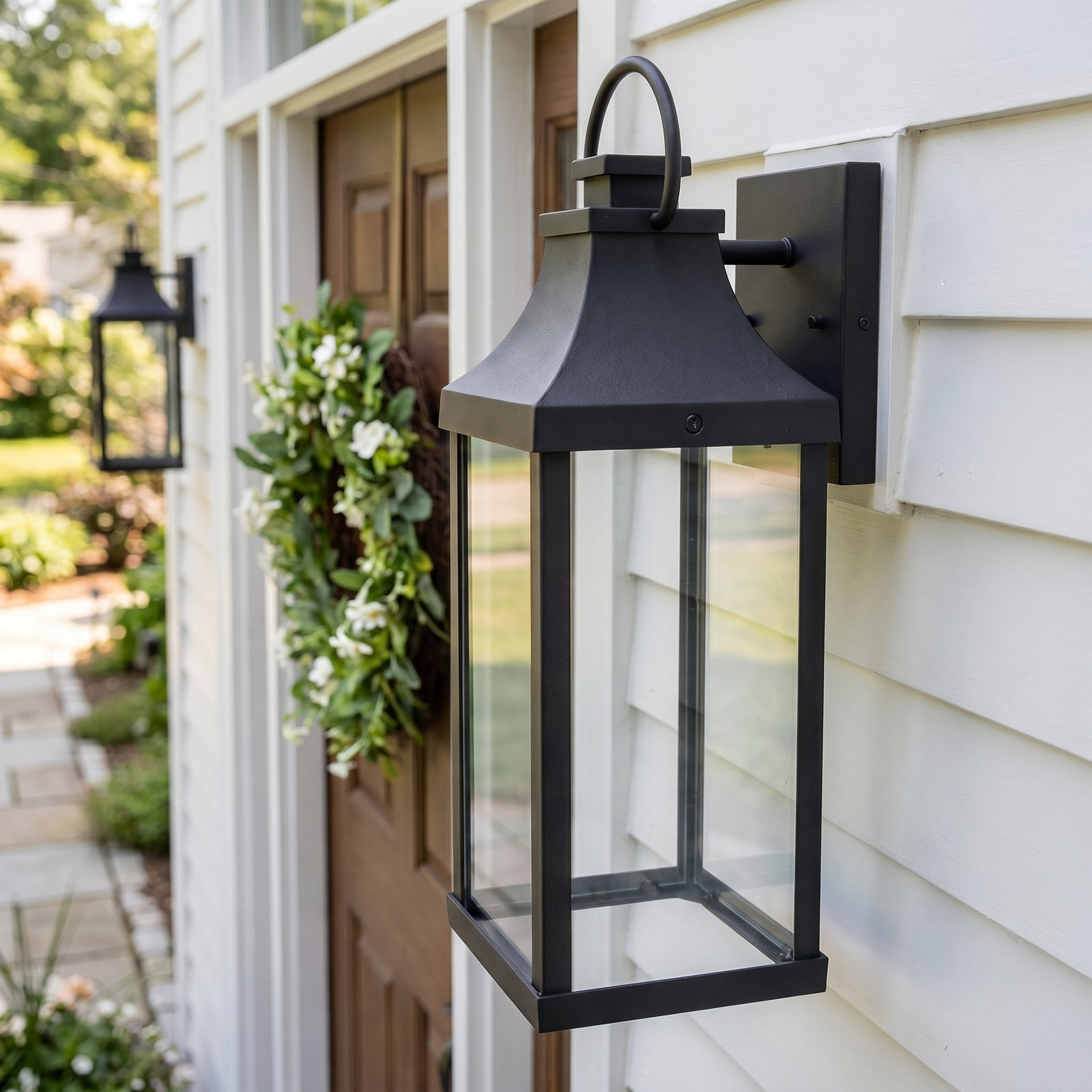 Parker Outdoor Wall Lantern, Black,  24"H x 8"W x 10"D
