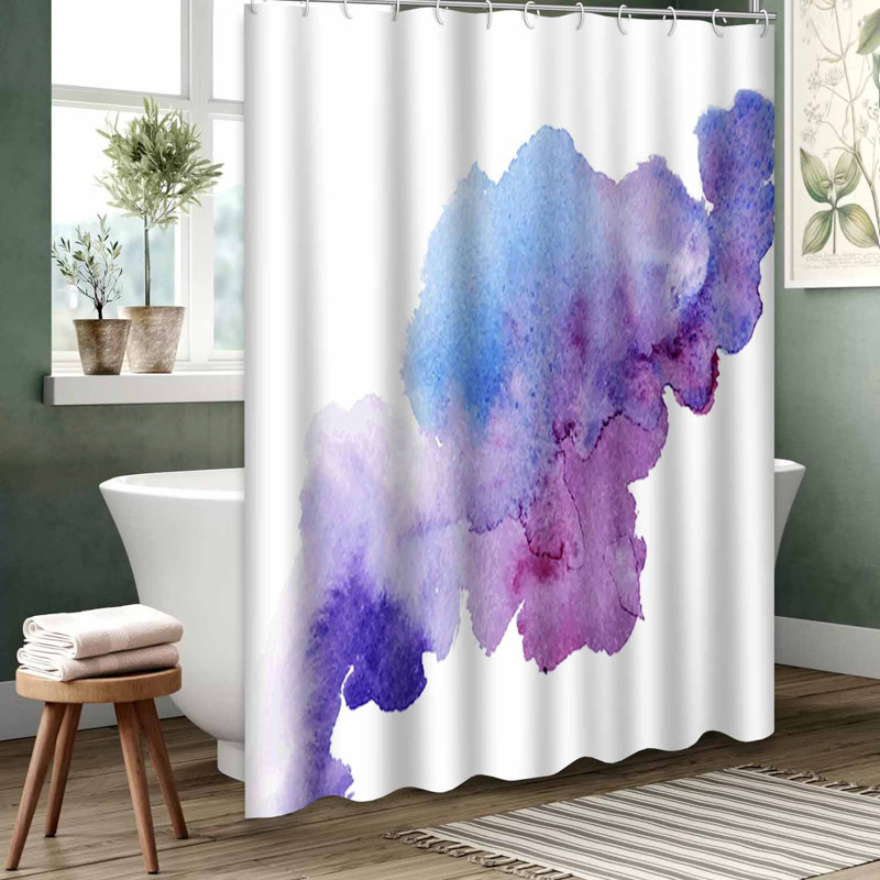 Rideau de douche bleu imperméable, rideaux de douche pour la salle de bain avec 12 crochets, L 72 po x l 72 po