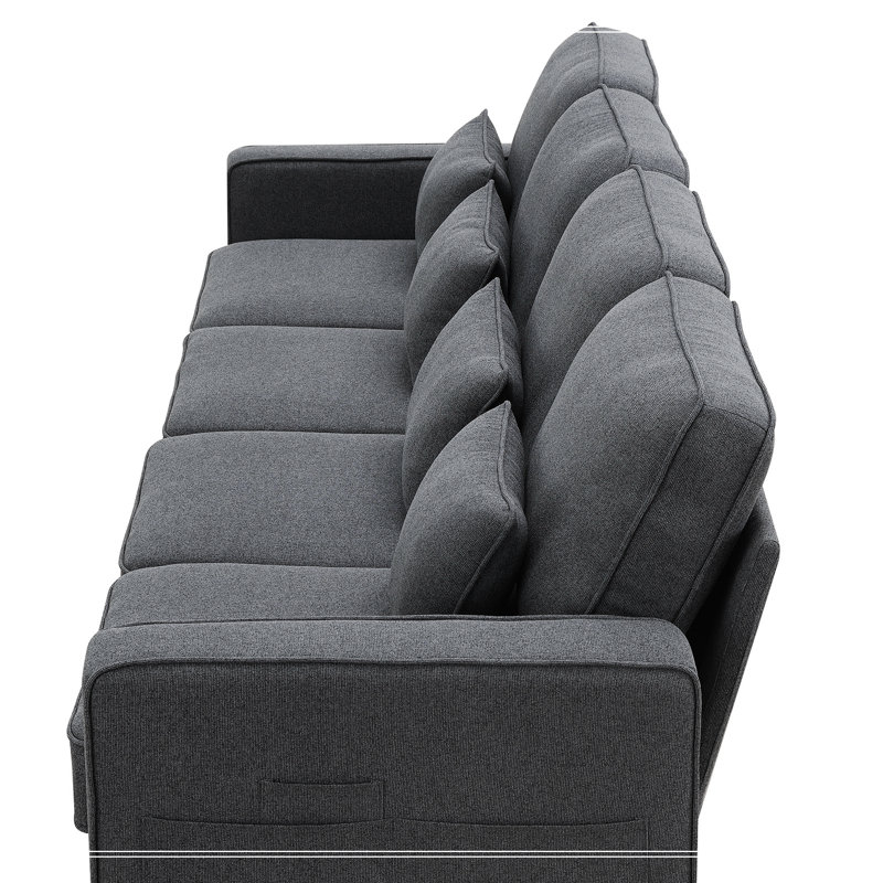 Goutier Arm Sofa, Dark Gray Polyester