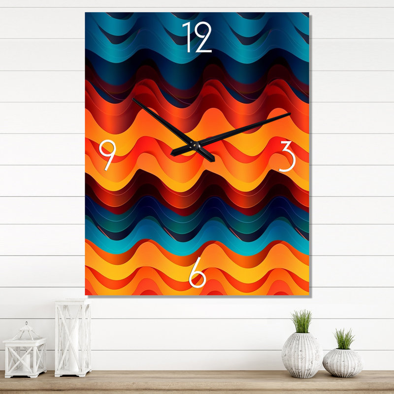 Les vagues de la musique en bleu rétro - horloge murale rétro, Grand