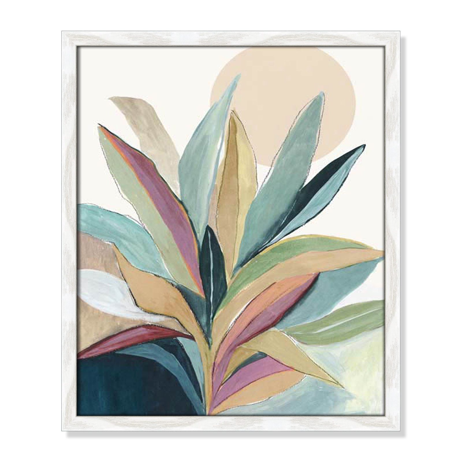 Sunny Bright Leaves I by Asia Jensen, 19" H x 16" W x 0.75" D, White Slim Unmatted Picture Framed