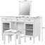 Coiffeuse 2 en 1 avec miroir pliable caché, deux tiroirs latéraux et armoires pour bureau à domicile