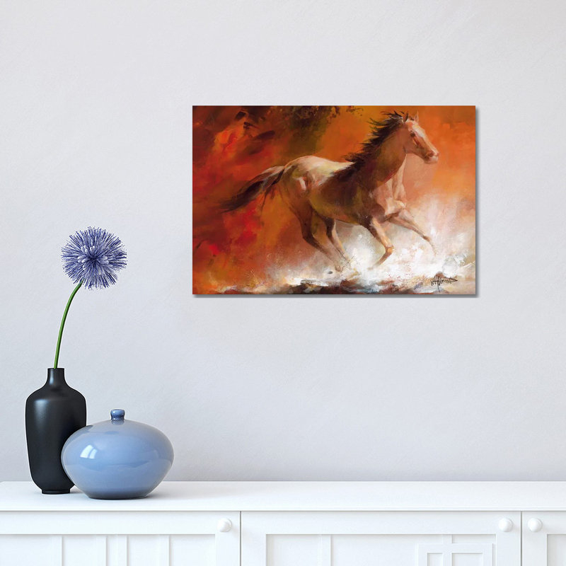 Wild Horses I by Willem Haenraets - Wrapped Canvas Painting, 30.48 cm H x 45.72 cm W
