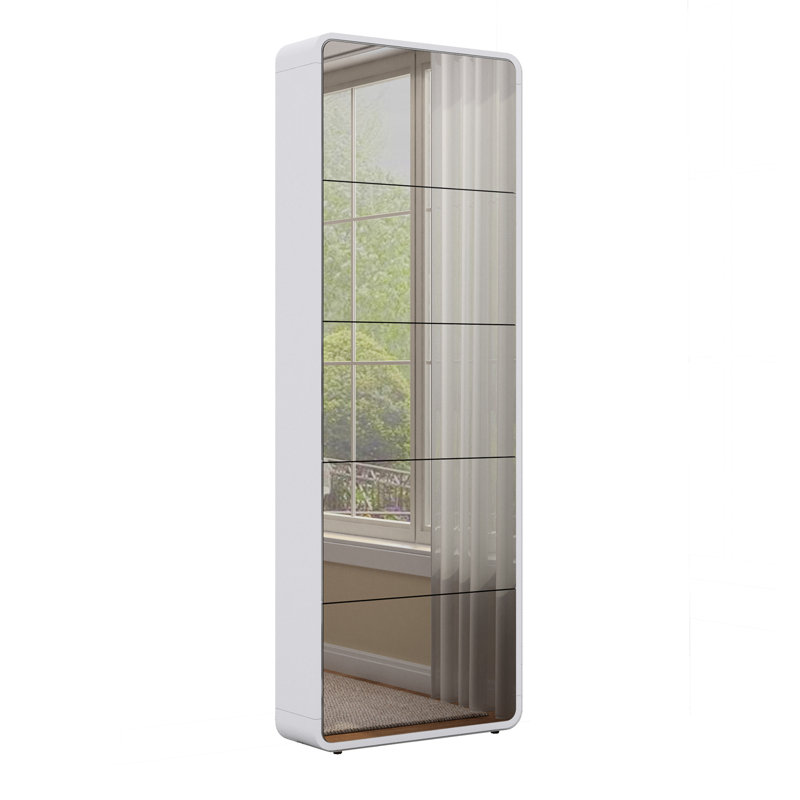 Modern Arc Design Shoe Cabinet With Full-Length Mirror