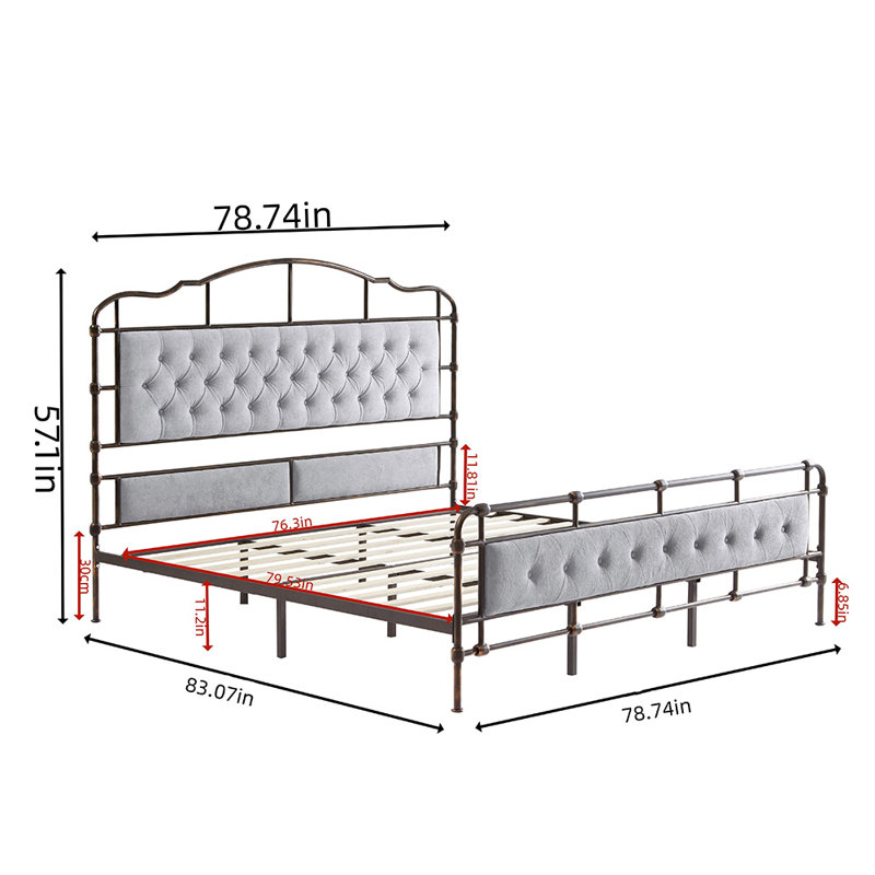 Upholstered Bed, Brown/Gray
