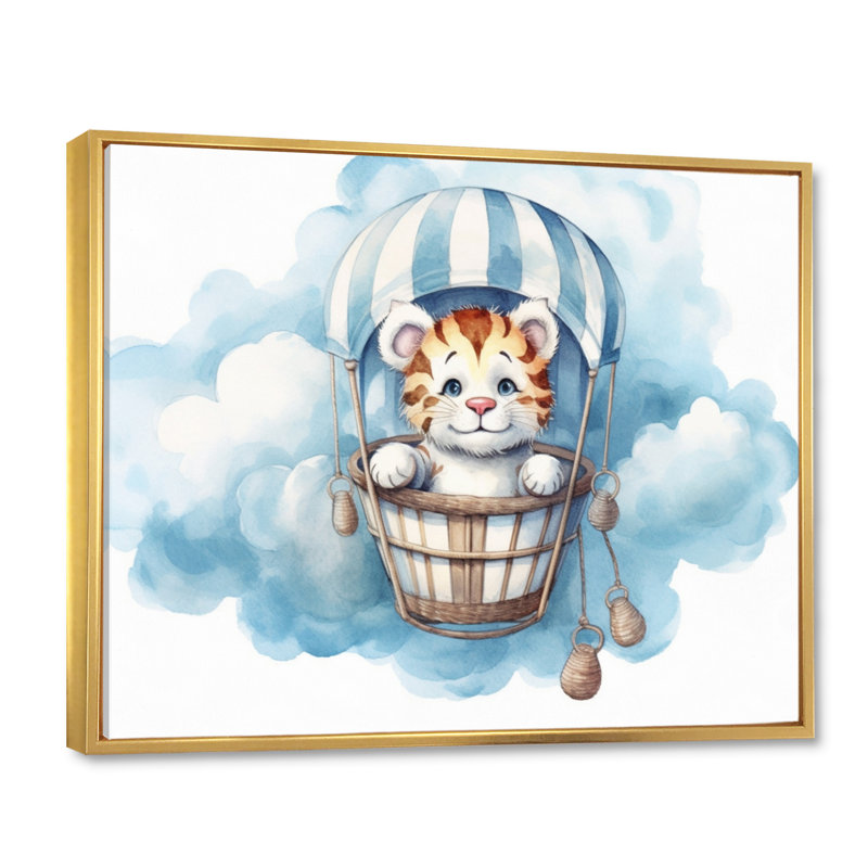 «Nursery Adorable Tiger» - reproduction, H 34 po x l 44 po x P 1,5 po, Cadre flottant doré