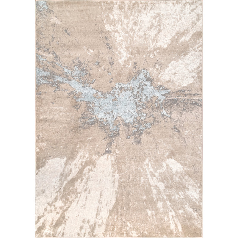 Tapis beige / bleu Dequita, Rectangle 3 pi x 5 pi