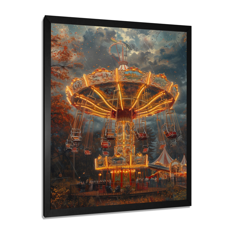 Carousel Amusement Parks Adventure II - Amusement Parks Wall Art Print, H 12 po x l 20 po, Cadre simple noir