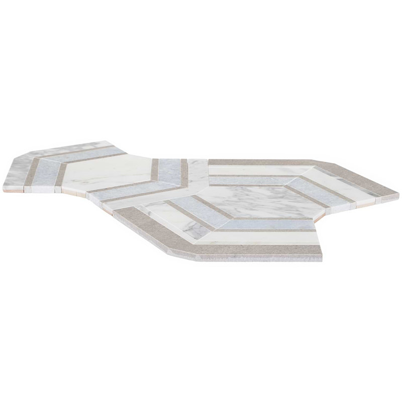 Mezzo 11x18 Polished Calacatta Marble Mosaic Tile, Dolce Polished