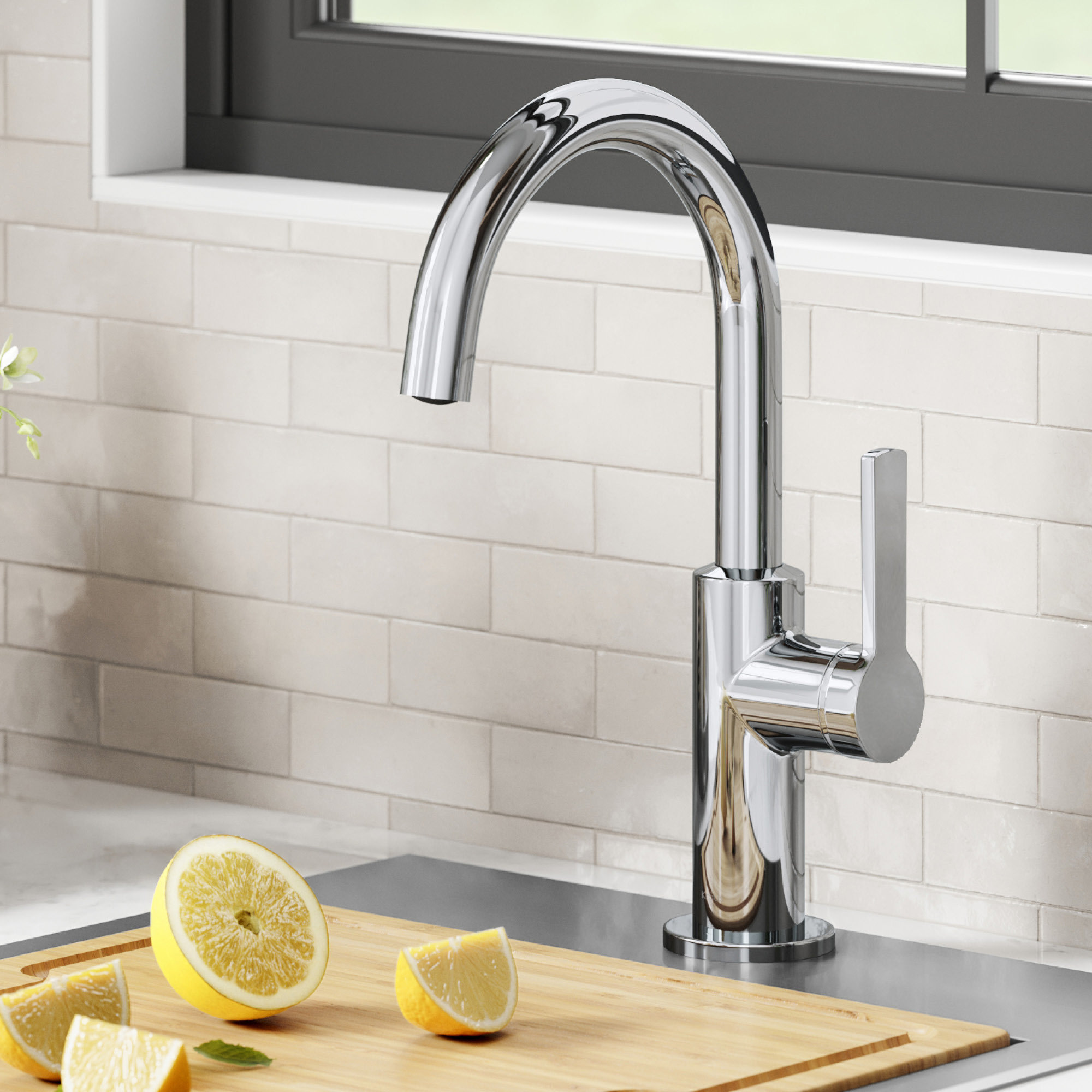 Oletto Single Handle Kitchen Bar Faucet, Chrome