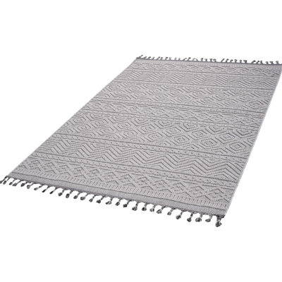5x7 White Geometric Indoor/outdoor Area Rug Loom & . Stain , Non-shedding. And Pet-. Medium Pile. With Cotton Backing. Simple Cleaning Process 5x7. Stain-, For Different Home Areas. Pile Easy To Clean