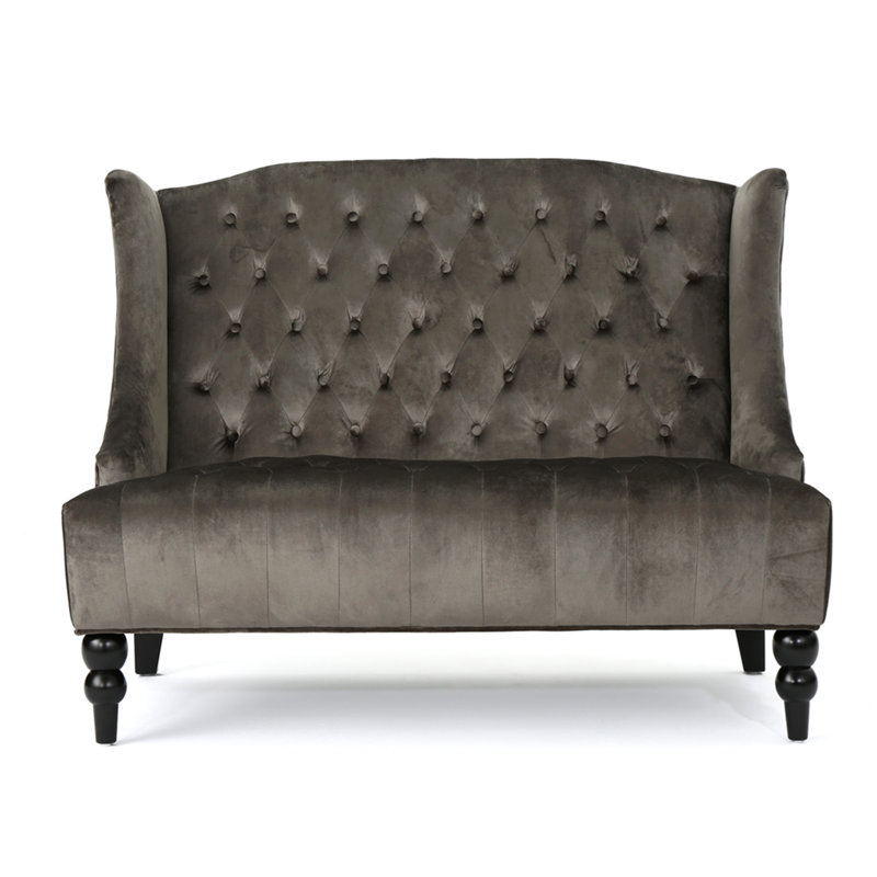 Causeuse, 50.25" W, Grey Velvet, Grey