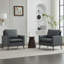 Ensemble de 2 fauteuils d'appoint modernes, fauteuils en similicuir gris pâle pour la maison-335299492