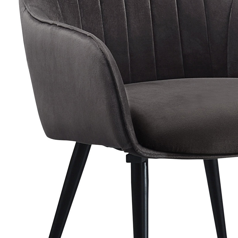 Giannone Tufted Side Chair in Dark Gray and Black (Set of 2)