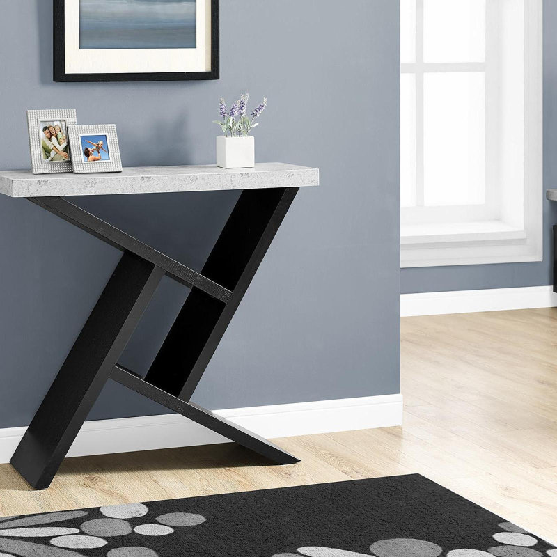 Table d'appoint, console, vestibule, étroit, canapé, salon, chambre à coucher, stratifié gris et noir, contemporain, moderne