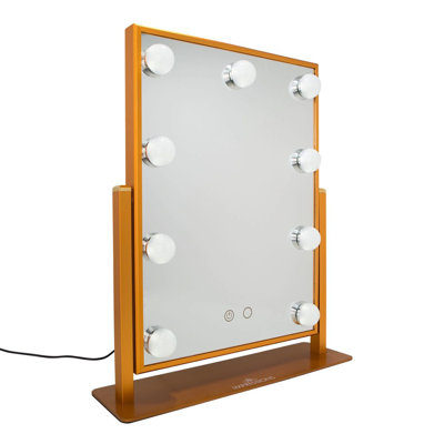 Hollywood Touch Duotone Makeup Mirror with 9 LED Bulbs, Lighted Vanity Mirror with USB Power Outlet