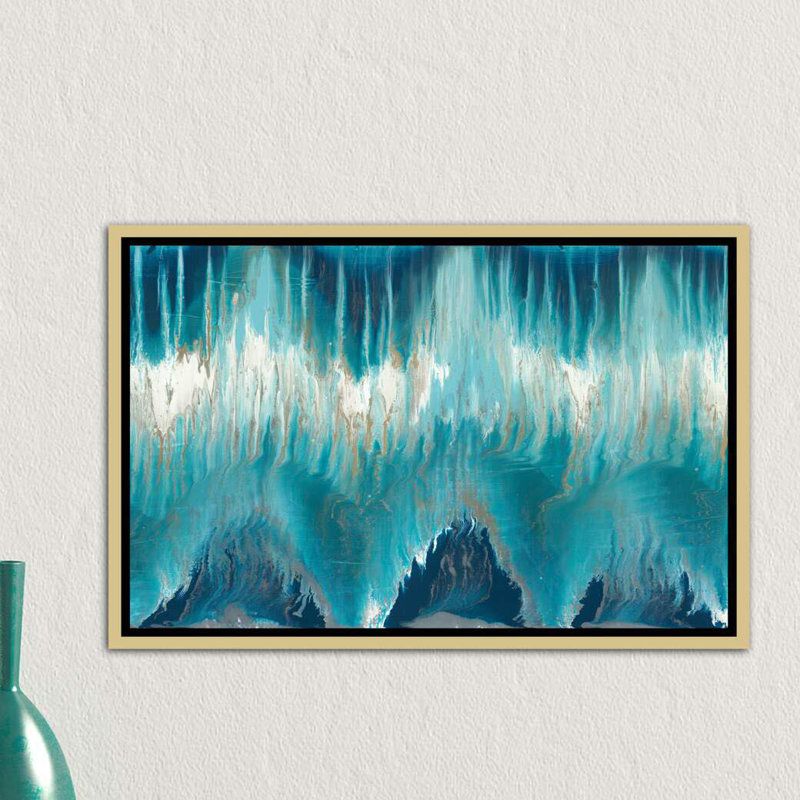 Reproduction d’art sur papier Chevron revisée « par Blakely Bering », H 40 po x l 60 po x P 1,5 po, Toile encadrée d'or
