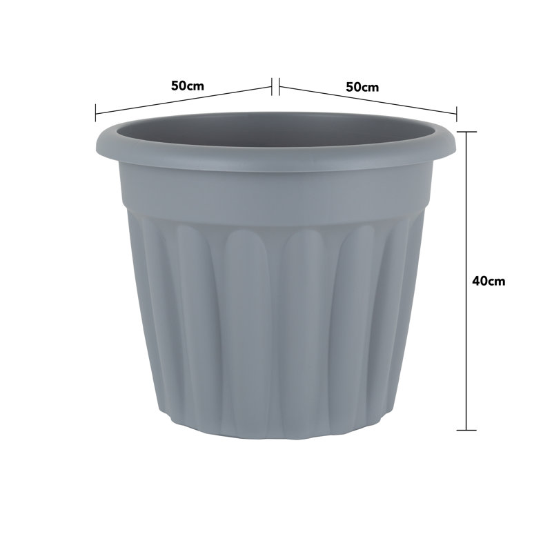 Wham Vista Round Planter Upcycle Grey, 40cm H x 50cm W x 50cm D