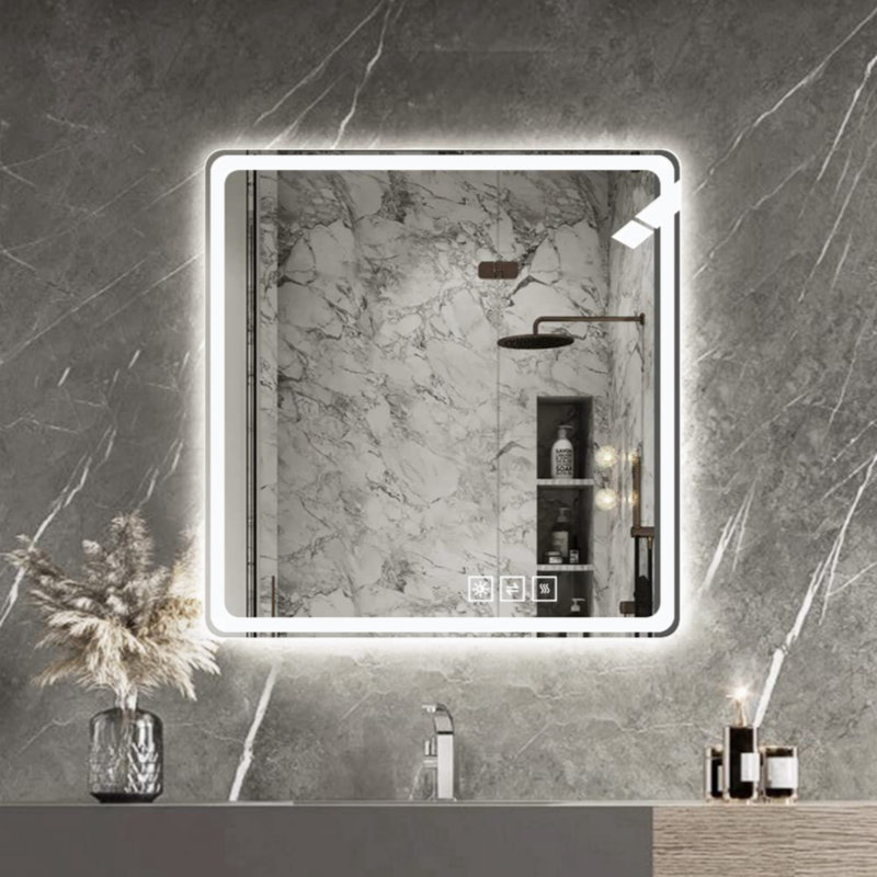 Christchurch LED Bathroom Mirror Vanity Mirrors with Front Lights Wall Mounted Anti-Fog Frameless Make Up Mirror with Light 5 mm Copper-Free Silver Mirror Horizontal or Vertical