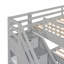 Lit superposé simple au-dessus d'un lit double en L avec 3 tiroirs, échelle et escalier-816142049
