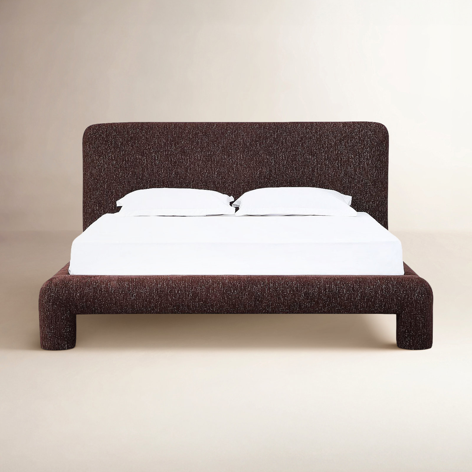 Mocoa Fully Upholstered Platform Bed In Mongoose Chenille, Queen