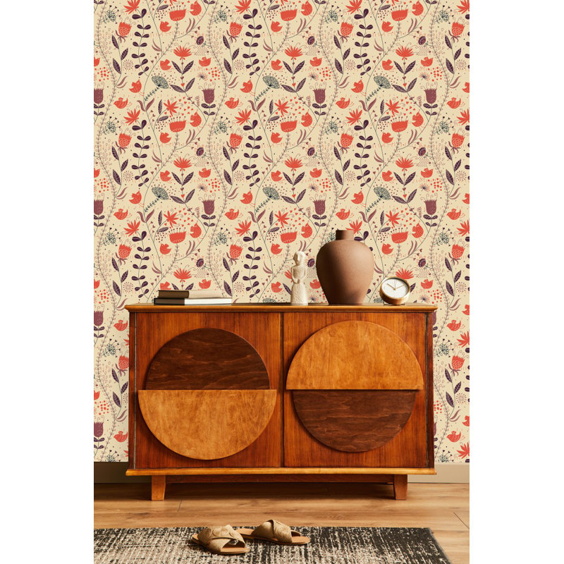Peel & Stick Floral Tile, 2.08' W x 10.42' L