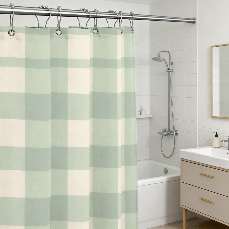 Ensemble de rideau de douche Classic Gingham, Vert