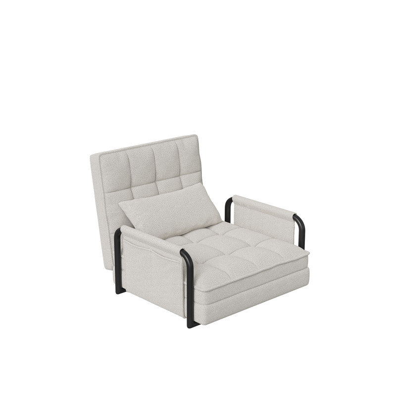 Modern Sofa Bed with Adjustable Features, White