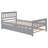 Twin Bed with Trundle, Platform Bed Frame with Headboard and Footboard, No Box Spring Needed,Grey